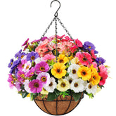 Ouddy Decor artificial hanging flowers in a basket ready for porch decor