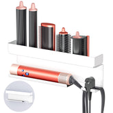Oukimly storage hair dryer holder on wall mount showing neat bathroom organization and quick access
