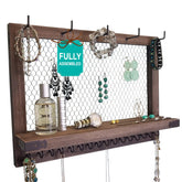 OUTSHINE large farmhouse jewelry organizer front view with ample space for necklaces and earrings.