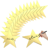 Outus gold star cutouts, 11-inch diameter, ideal for table decor and backdrop.
