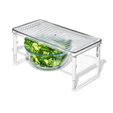 OXO Good Grips Adjustable Fridge Shelf Riser front view shows five height options