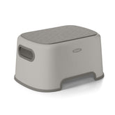 OXO Tot Step Stool Drizzle front view shows stability for independent tasks.