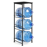 OYEAL water jug holder stand 3-tier black keeps three 5-gallon bottles organized.