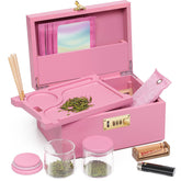 OZCHIN large pink bamboo box with combination lock for secure storage