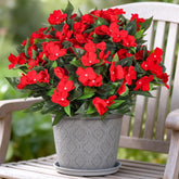 PABREY artificial impatiens red bundles for outdoor porch decor