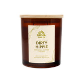 Pacha Soap Co. Dirty Hippie candle jar front view with clean-burning soy blend.