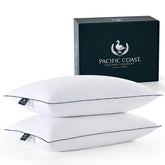 Pacific Coast queen pillows flat lay display, cloud-like loft for comfortable sleep