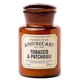 Paddywax Artisan Apothecary candle in jar with tobacco and patchouli for cozy mood