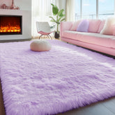 PAGISOFE fluffy purple rug with soft pile for cozy barefoot comfort.