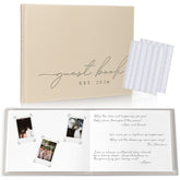 Paige McRae wedding guest book cover linen texture for timeless memories