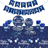 Pajean Blue Happy Birthday banner adds festive flair and easy setup.