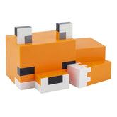 Paladone Minecraft Cute Fox Night Light, front view with warm desk glow