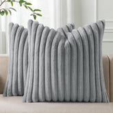 Pallene faux fur plush throw pillow cover with stripe front for stylish living room decor