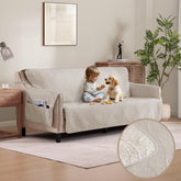 Pamhaven quilted beige sofa slipcover with medallion pattern for refined protection