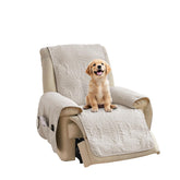 Pamhaven beige cream recliner cover with medallion quilting protects against spills and pet hair.