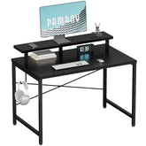 Pamray 32 inch desk with monitor stand enhances ergonomics in small spaces.