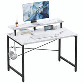 Pamray 32 inch desk with monitor stand for ergonomic viewing in small spaces.