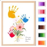 PANIED Flower Bouquet Handprint Kit frame is display-ready keepsake for family memories.