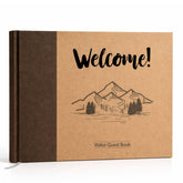 Paper 'n Such cabin guest book kraft cover close-up showcasing premium design for a welcoming stay.