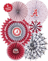 PartyKandy Alabama Crimson Tide 6 paper fans kit assembly for instant game-day ambiance