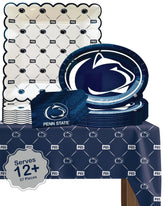 PartyKandy PSU tablecloth in orange and white for an elevated graduation setup