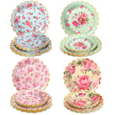 Pasimy floral vintage dessert plate close-up with gold edge for elegant tea party use
