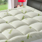 PATSBA Premium Bamboo Mattress Topper top view highlights plush comfort and mattress protection.