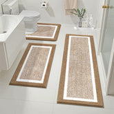 Pauwer 3pc bathroom rug set focuses on plush microfiber softness and absorbency.