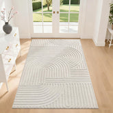 Pauwer 3x5 soft-fluffy-beige-living-room rug adds warmth and comfort.