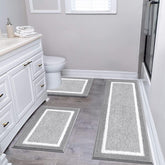 Pauwer 3-piece bathroom rug set offers soft microfiber comfort underfoot.