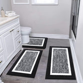Pauwer bathroom rug set front view showing plush microfiber comfort