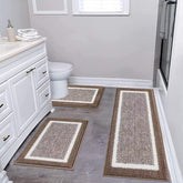 Pauwer plush bath mat set with ultra-soft pile enhances foot comfort after showers.