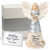 Pavilion Happy 80th Birthday angel figurine with silver-tone finish ideal for display.
