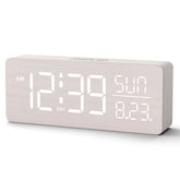 Peakeep wooden digital alarm clock with large display for easy time reading