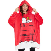 Peanuts Snoopy hoodie blanket pullover designed for cozy lounging in soft fleece.