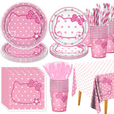 Peiking pink kitten 9-inch plates for festive meals and quick cleanup.