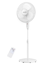 PELONIS pedestal fan front view with remote for quiet cooling.