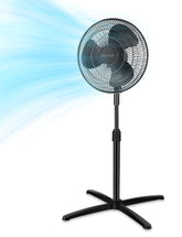 Pelonis 16inch pedestal fan front view for bedroom cooling