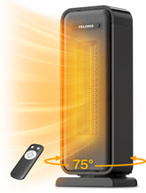 Pelonis PTC tower heater front view shows compact design and strong heat delivery.