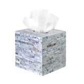 PEMAR mother-of-pearl inlay tissue box cover, top view, enhances bathroom decor