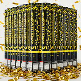 Pemui confetti cannon gold 12in in action, delivering a shimmering celebration burst.