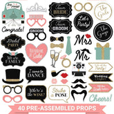 Perfect Occasion gold glitter selfie sign brightens wedding photos.