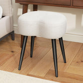 Permory Teddy Velvet Vanity Stool front view, plush upholstery for comfortable makeup sessions.