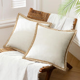 Phantoscope burlap-linen pillow cover in off-white; durable and breathable for indoor or outdoor use.