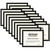 PHAREGE 8.5x11 diploma frame front view; sleek black finish highlights certificates.