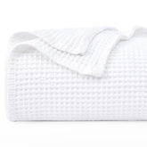 PHF pre-washed cotton waffle blanket twin white for soft, cozy skin feel.
