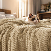 PHF Ultra Soft Flannel Fleece Blanket king size in khaki, ideal for cozy beds