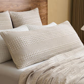 PHF waffle pillowcase front texture in oatmeal, soft and breathable