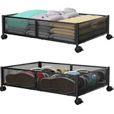 PHINOX under bed storage with metal frame and wheels for easy access.