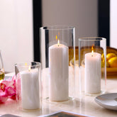 PHOSPHOR hurricane large clear glass candle holder with seeded bubbles.